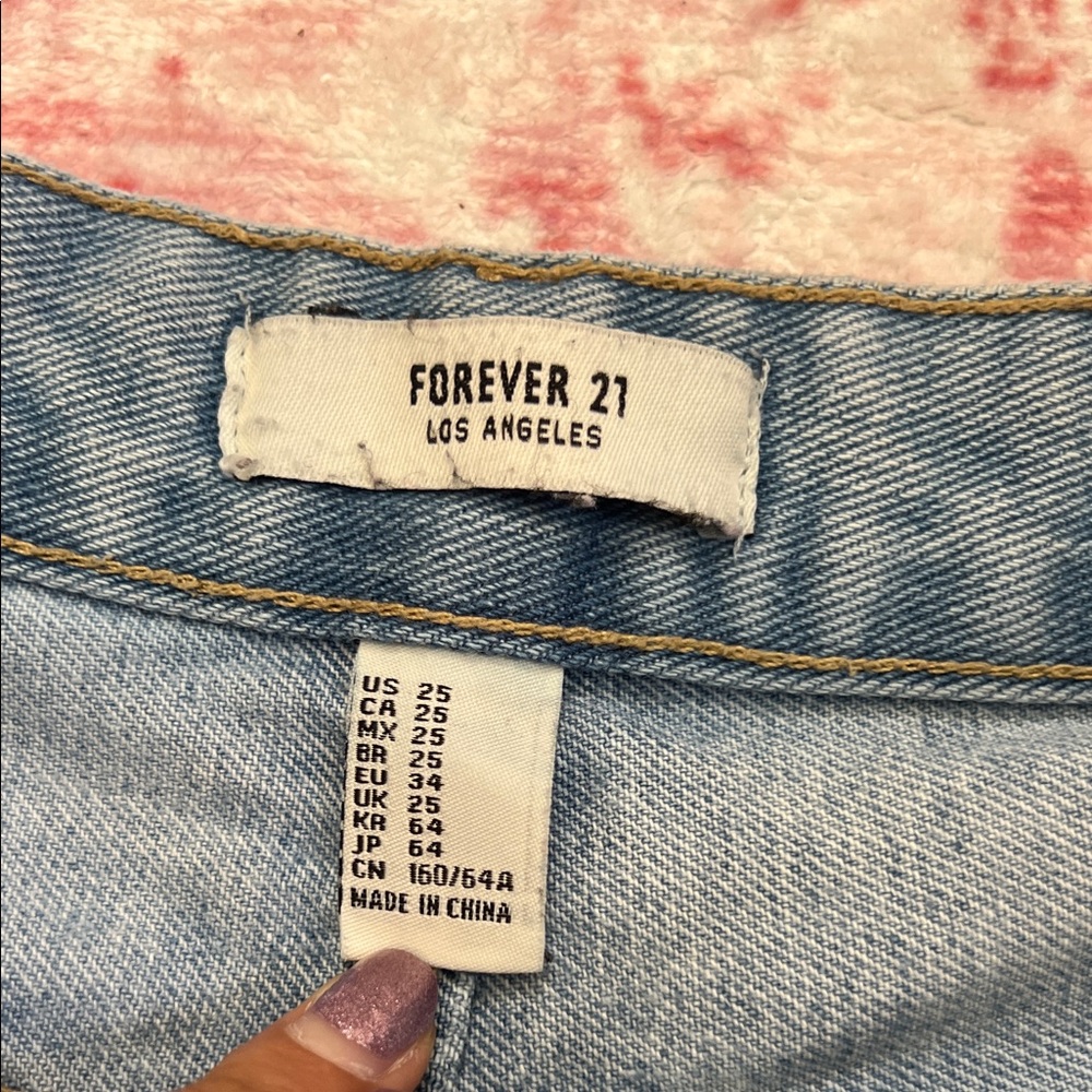 Forever 21 Light Blue High-Rise Denim Cutoff Shorts - Picture 2 of 5